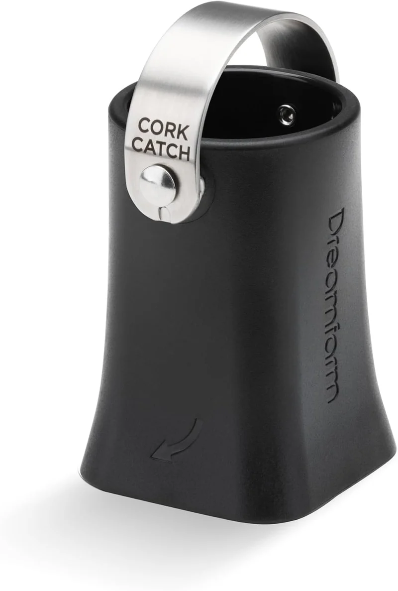 Dreamfarm Champop – sicherer Champagnerflaschenöffner mit Kork-Fangbügel (Schwarz)